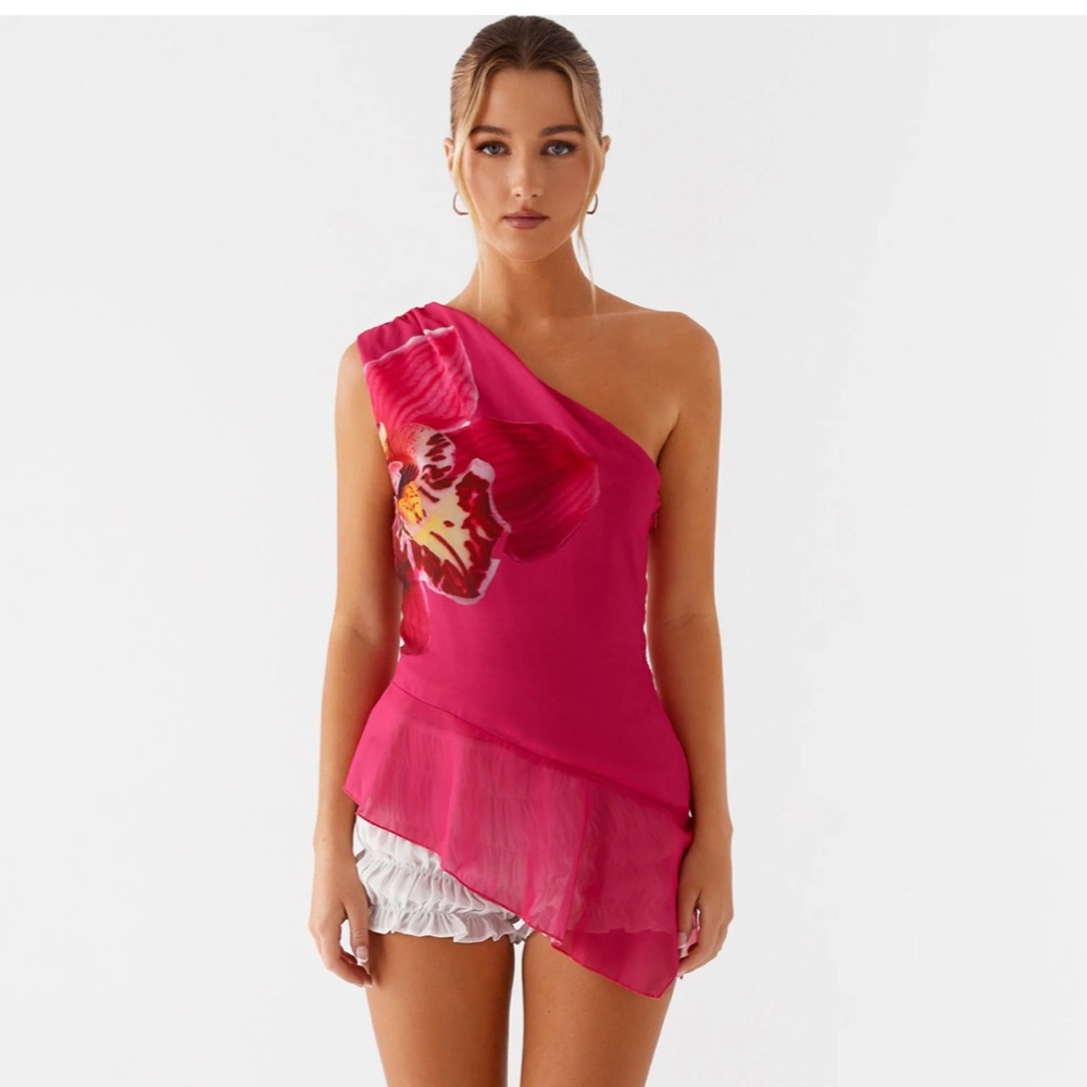 NWT Peppermayo Out of Time Vibrant Pink Floral Top